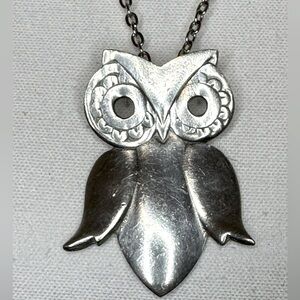 Vintage Reed & Barton Pewter Owl Necklace